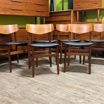 6 Mid Century Teak Dining Chairs from Denmark