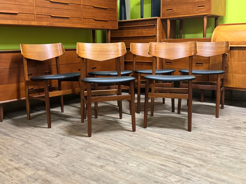 6 Mid Century Teak Dining Chairs from Denmark