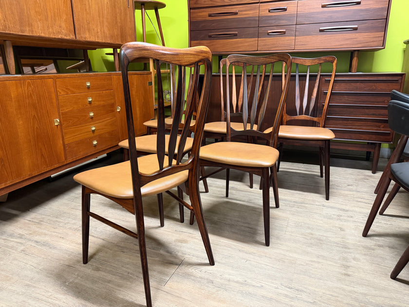 6 Mid Century Brazilian Rosewood Dining Chairs from Denmark