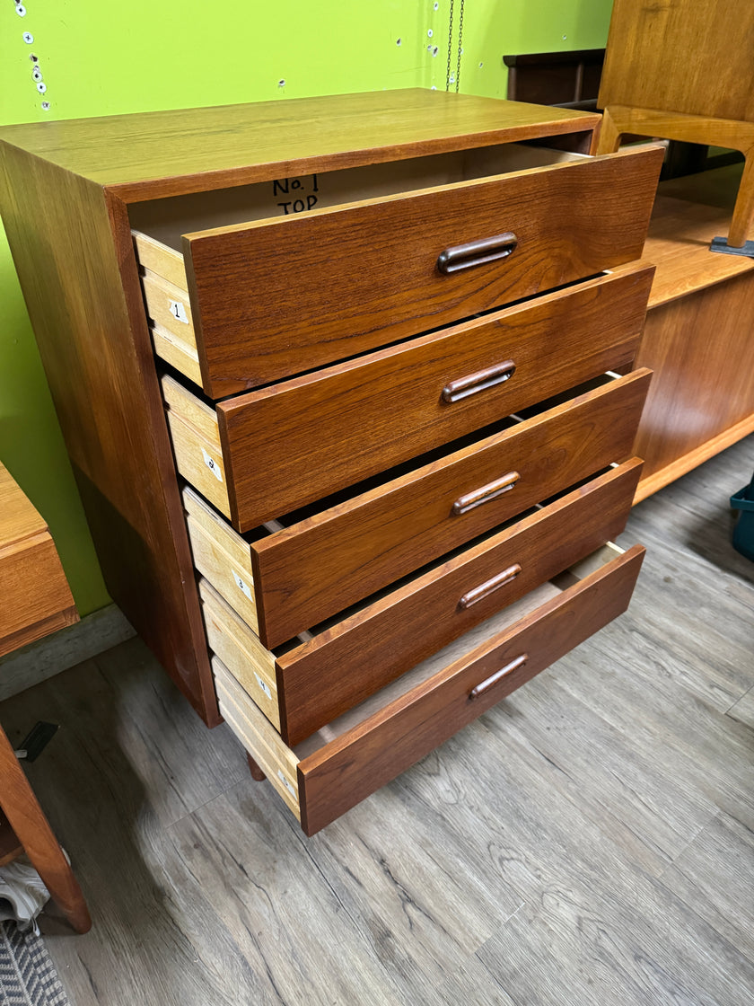 Mid Century Teak Highboy Dresser