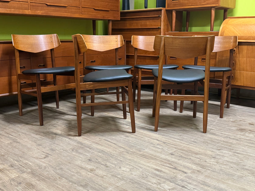6 Mid Century Teak Dining Chairs from Denmark