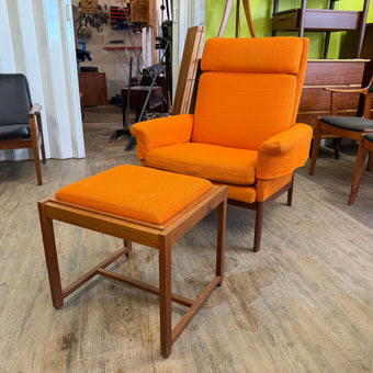 Mid Century Teak Lounge Chair and Ottoman