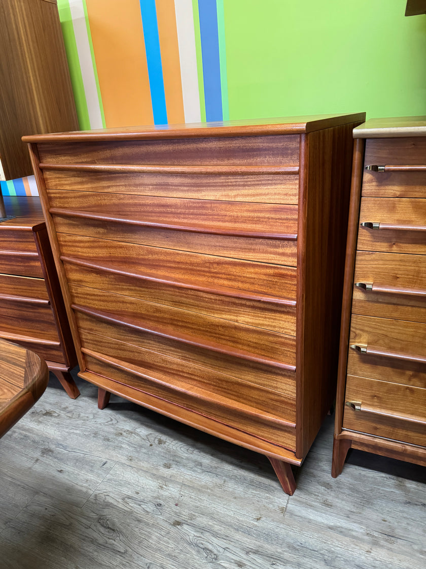 Mid Century Mahogany Highboy Dresser