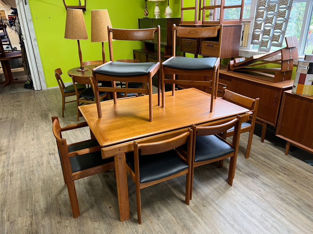 Mid Century Teak Dining Set with 8 Chairs from Denmark