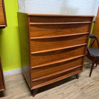 Mid Century Walnut Highboy Dresser