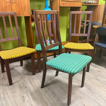 4 Mid Century Teak Dining Chairs
