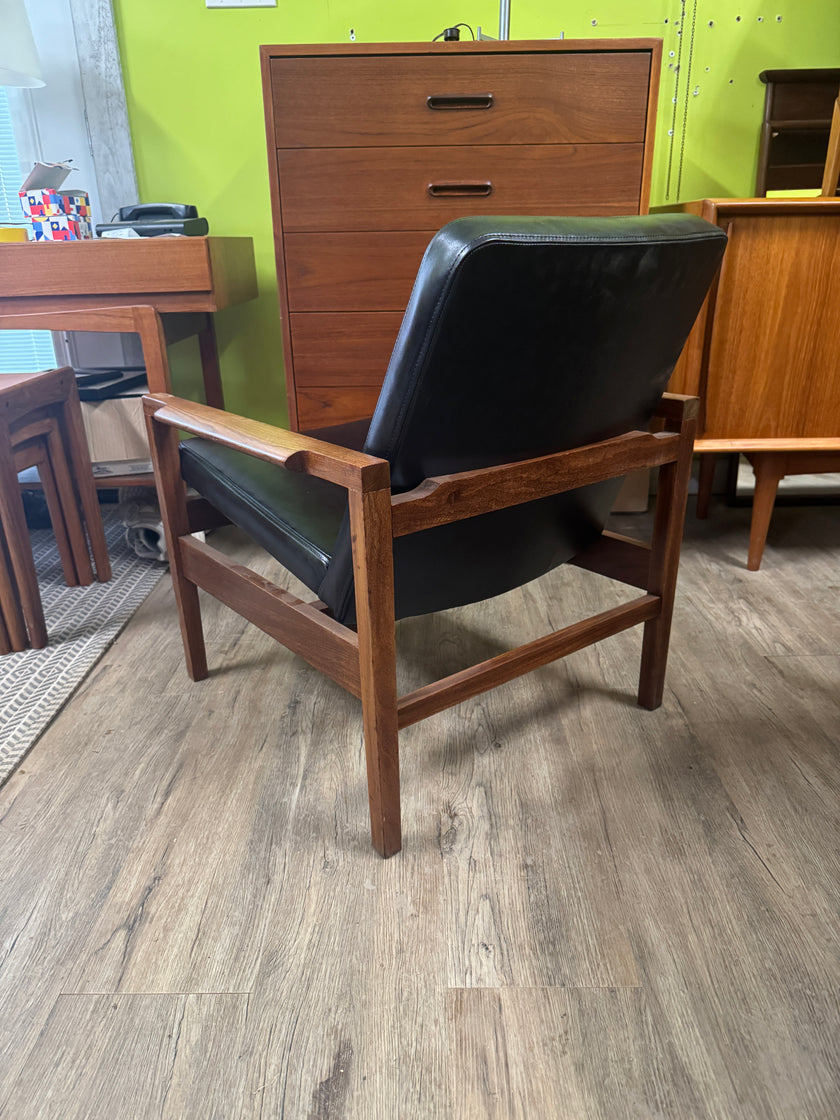 Mid Century Teak and Leather Lounge Chair