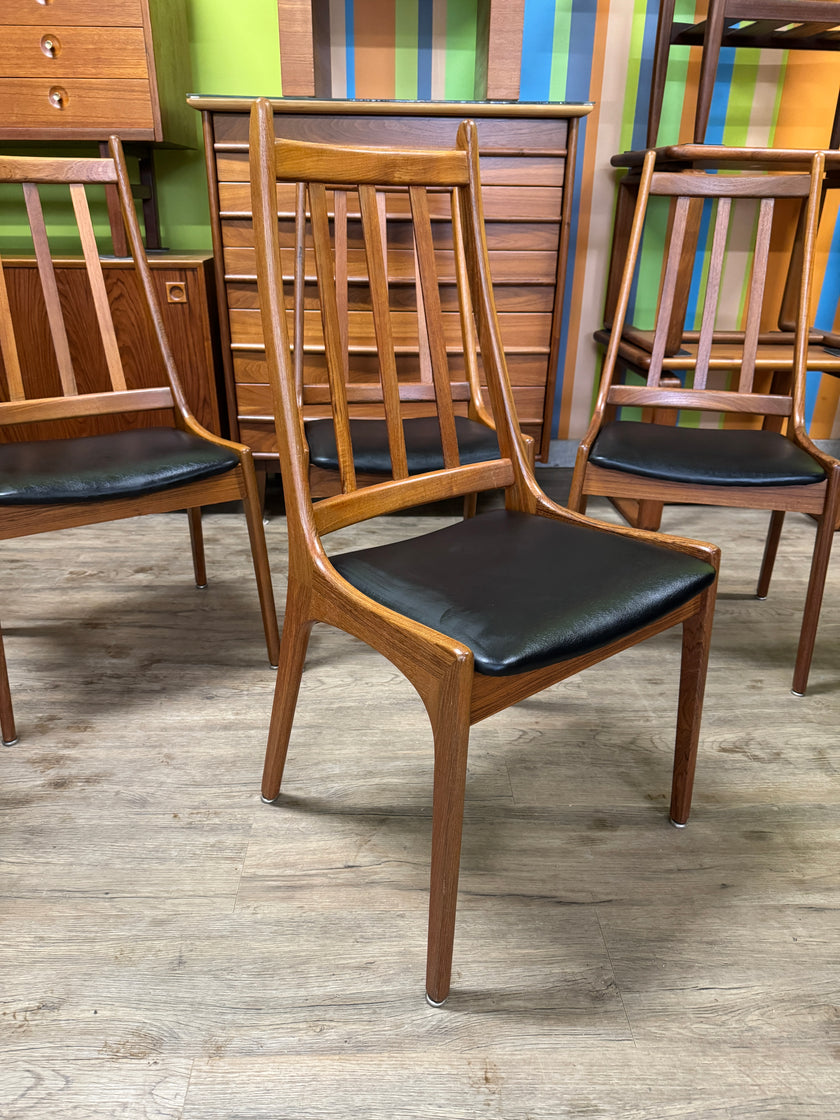 4 Mid Century Teak Dining Chairs