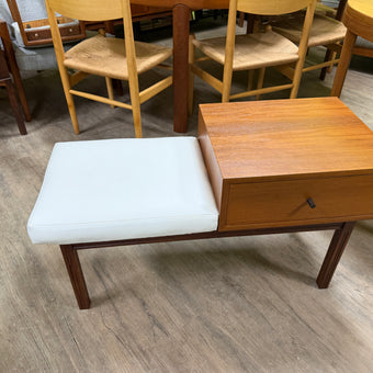 Mid Century Teak Telephone Bench
