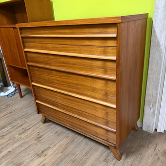 Mid Century Walnut Highboy Dresser