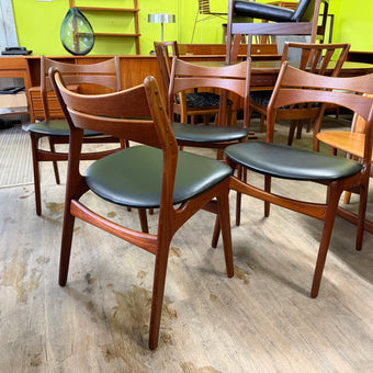 4 Mid Century Teak Dining Chairs from Denmark