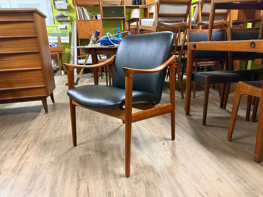 Mid Century Teak and Leather Arm Chair from Norway