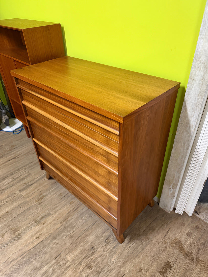 Mid Century Walnut Highboy Dresser