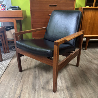 Mid Century Teak and Leather Lounge Chair