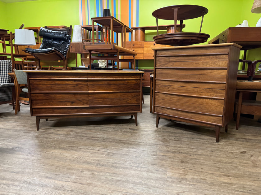Mid Century Walnut Dresser Set