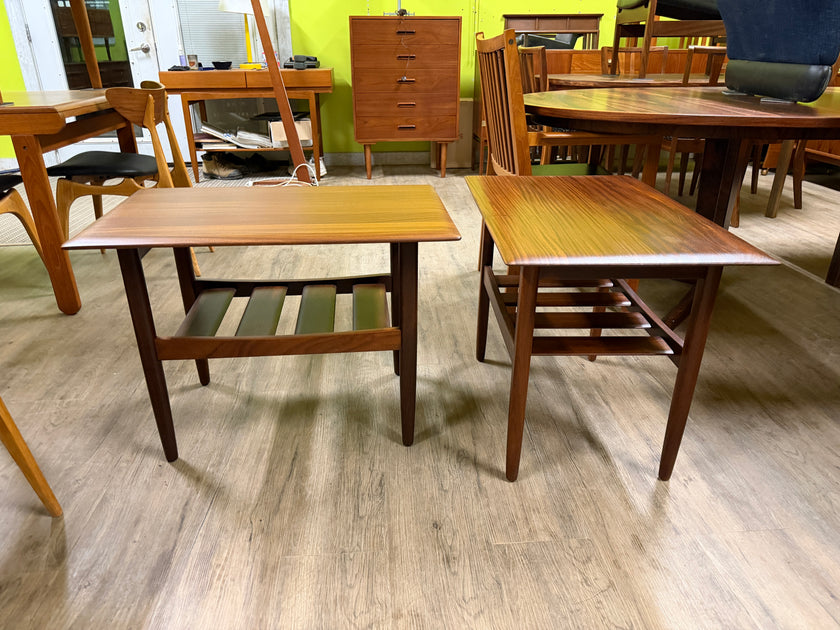 2 Mid Century Solid Teak Side Tables