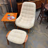 Mid Century Teak Scoop Chair and Ottoman