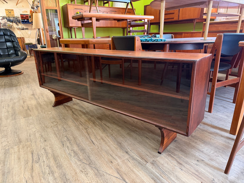 Mid Century Brazilian Rosewood TV Stand / Display Cabinet