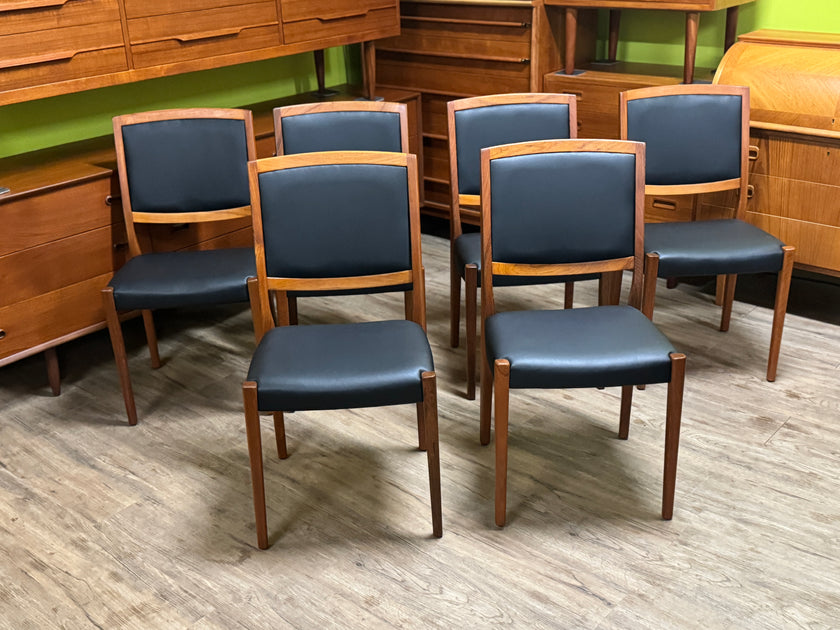 6 Mid Century Teak Dining Chairs from Sweden