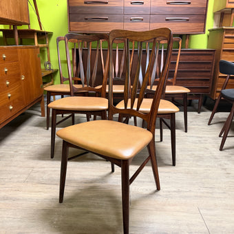 6 Mid Century Brazilian Rosewood Dining Chairs from Denmark
