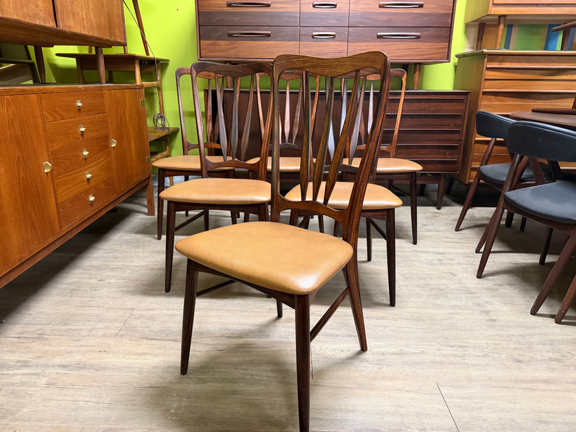 6 Mid Century Brazilian Rosewood Dining Chairs from Denmark