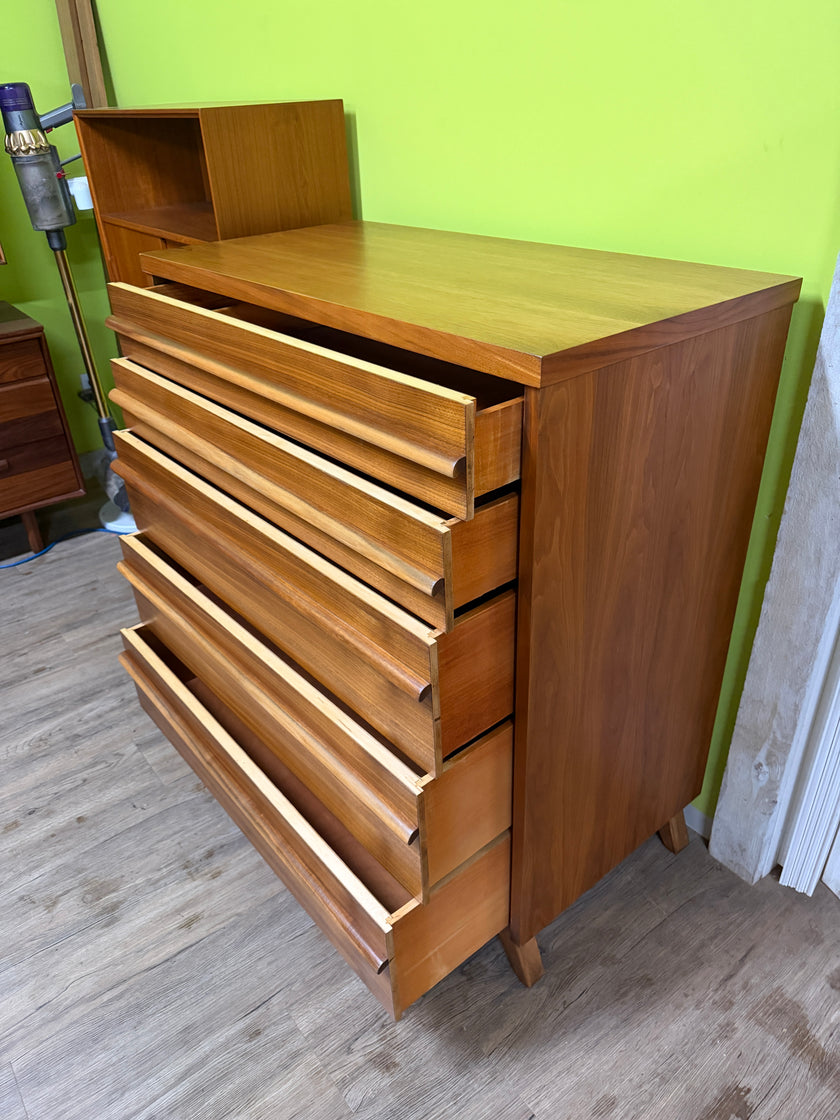 Mid Century Walnut Highboy Dresser