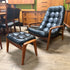 Mid Century Teak Scoop Chair and Ottooman
