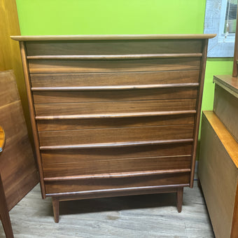 Mid Century Walnut Highboy Dresser