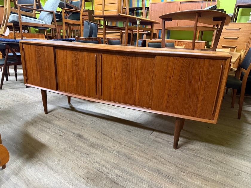 Mid Century Teak Bow Front Sideboard from Denmark