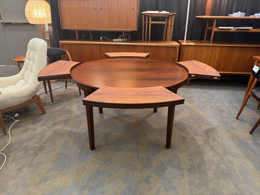 Mid Century Brazilian Rosewood Flip Flap Dining Table from Denmark