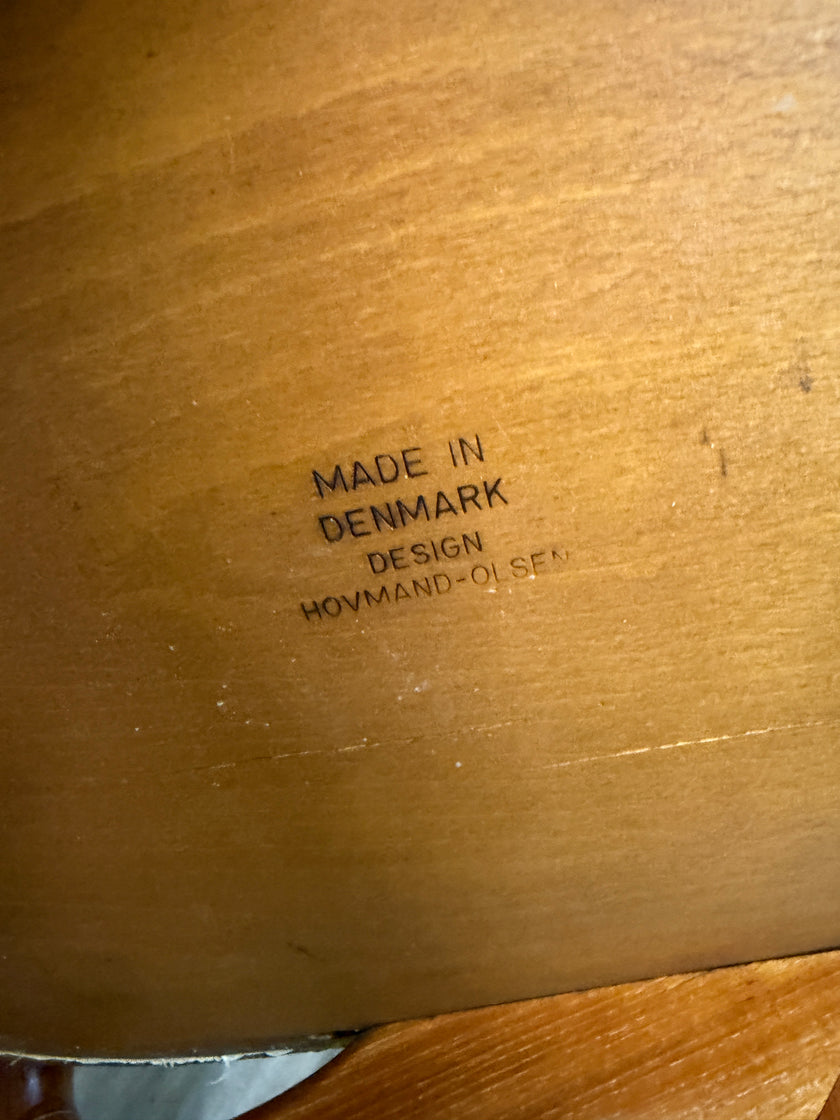 2 Mid Century Teak and Leather Lounge Chairs by Arne Hovmand-Olsen of Denmark