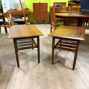 2 Mid Century Solid Teak Side Tables