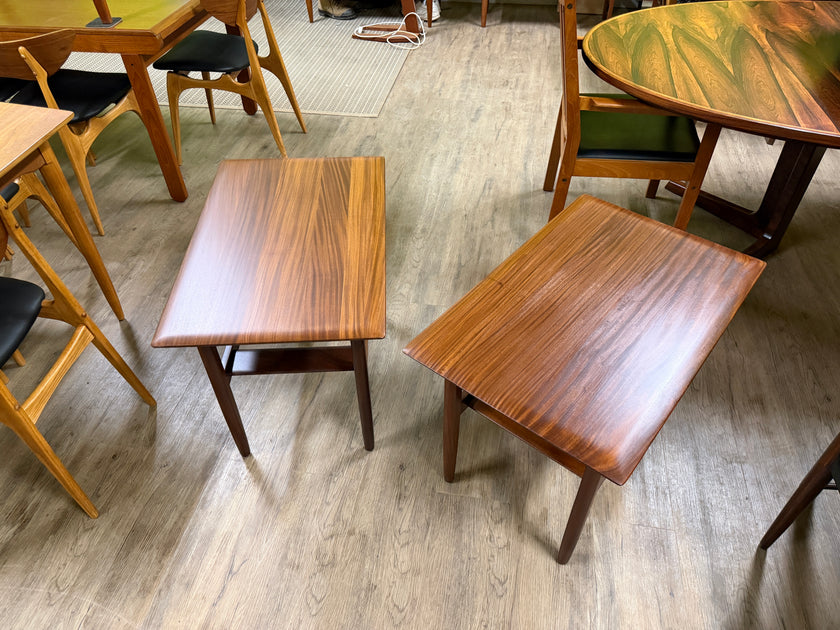 2 Mid Century Solid Teak Side Tables