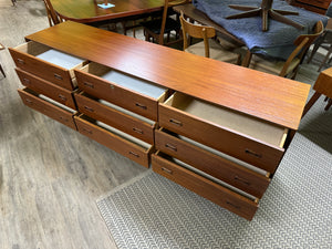 Mid Century Teak 9 Drawer Dresser