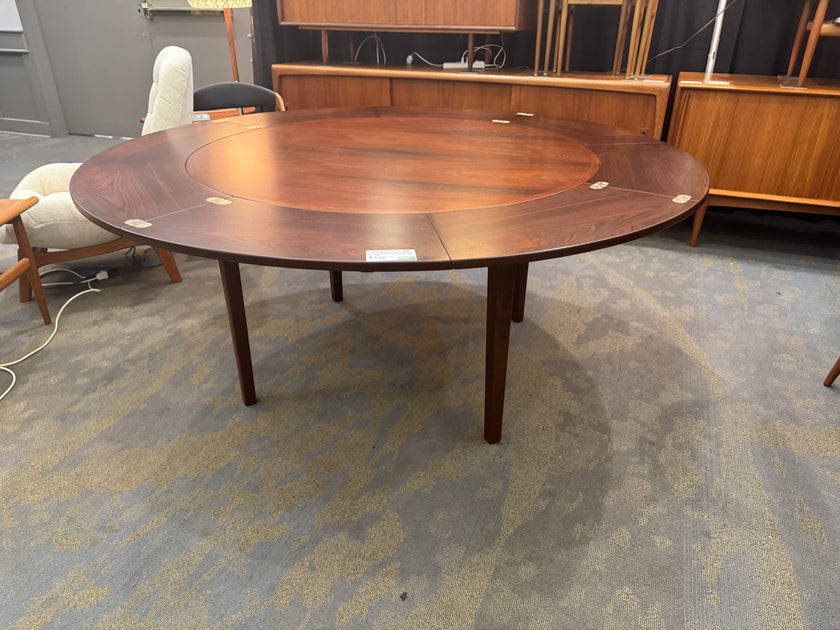 Mid Century Brazilian Rosewood Flip Flap Dining Table from Denmark