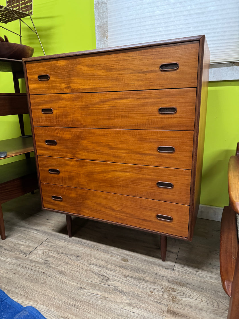 Mid Century Teak Highboy Dresser