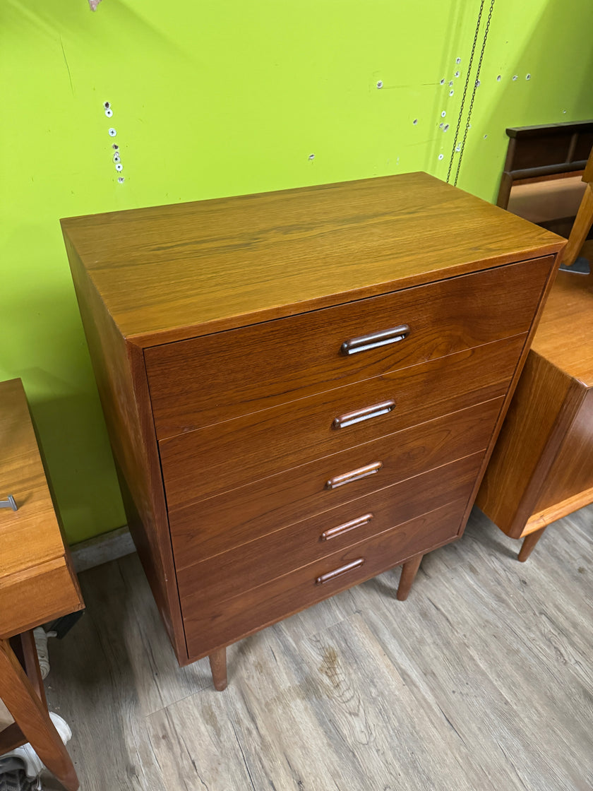 Mid Century Teak Highboy Dresser