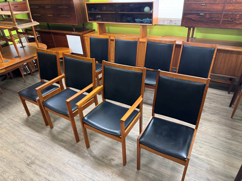 8 Mid Century Teak Dining Chairs from Denmark
