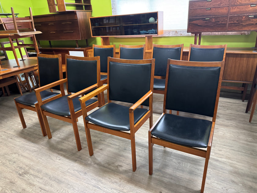 8 Mid Century Teak Dining Chairs from Denmark