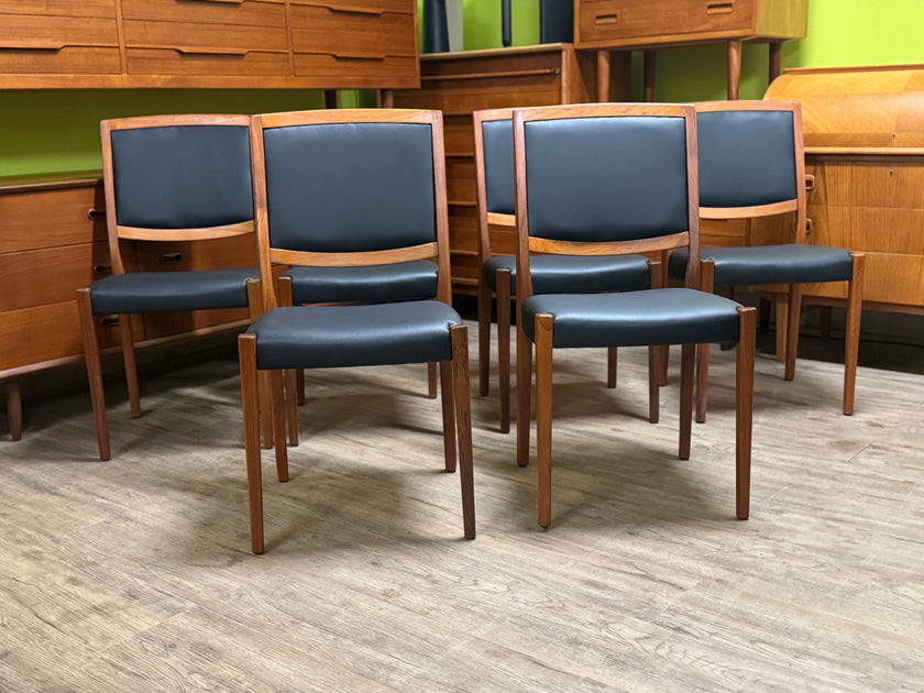 6 Mid Century Teak Dining Chairs from Sweden