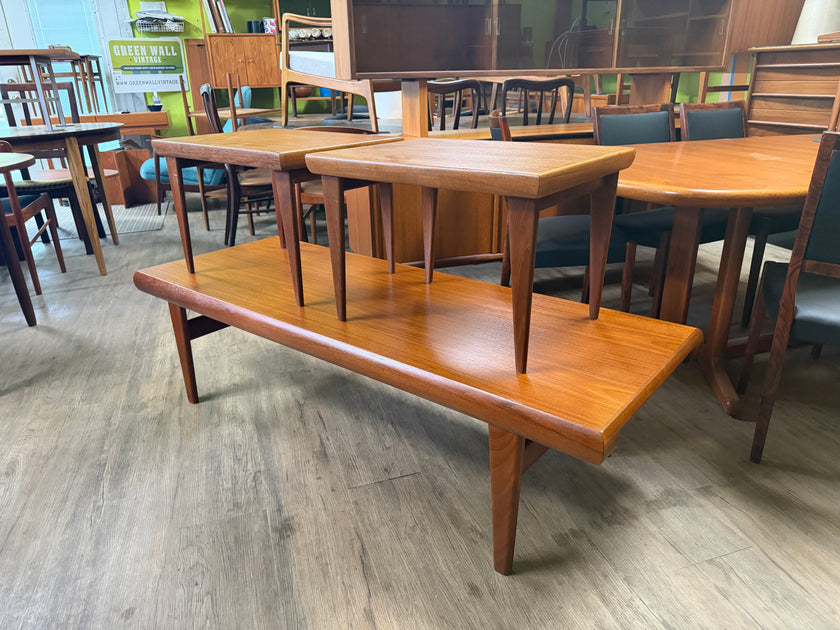 Mid Century Teak Coffee Table with built in Side Tables from Denmark