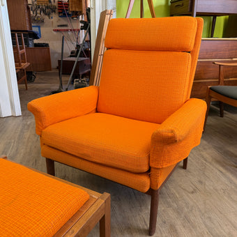 Mid Century Teak Lounge Chair and Ottoman