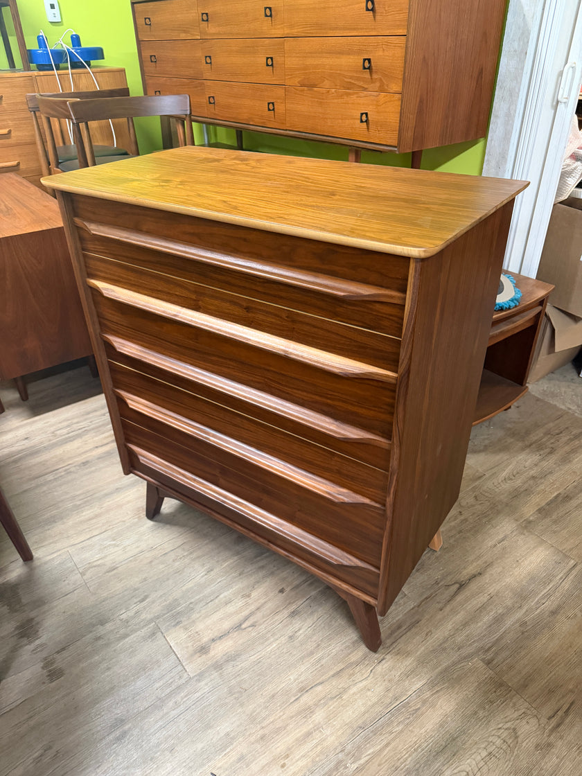 Mid Century Walnut Highboy Dresser