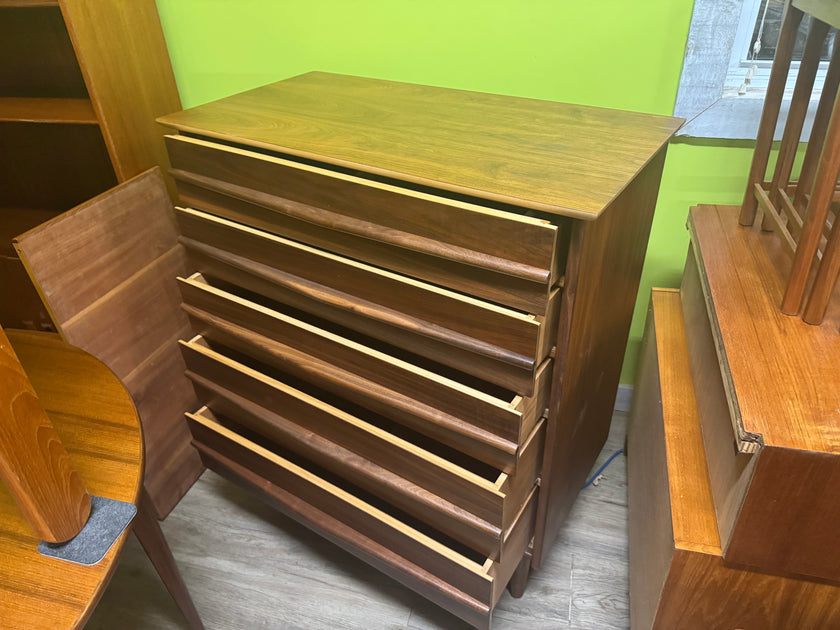 Mid Century Walnut Highboy Dresser