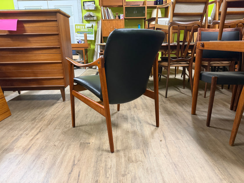 Mid Century Teak and Leather Arm Chair from Norway
