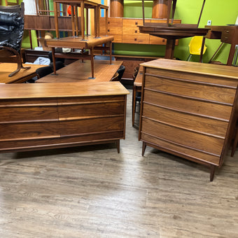 Mid Century Walnut Dresser Set