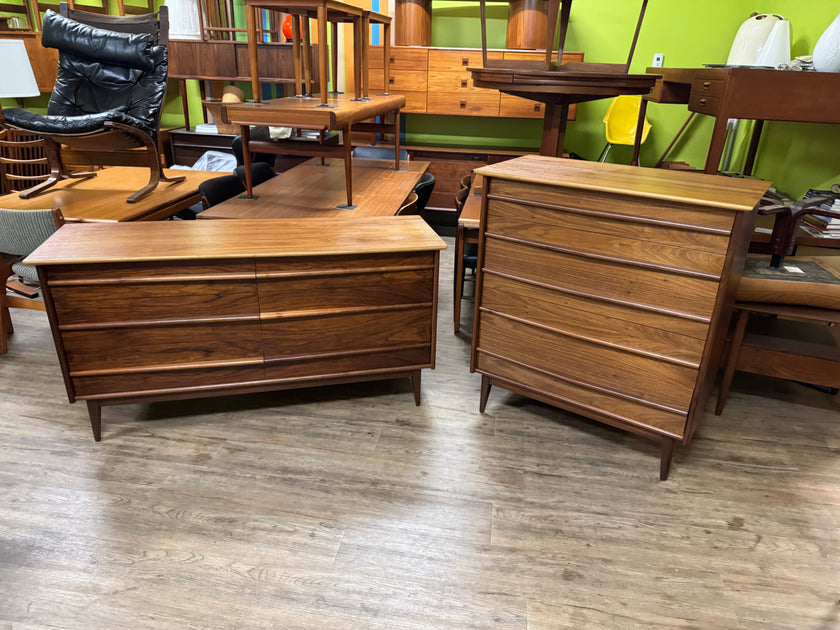 Mid Century Walnut Dresser Set