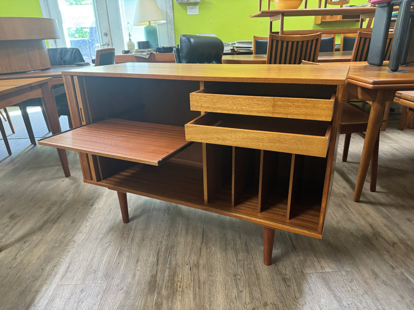 Mid Century Teak Tambourine Door Sideboard / Record Cabinet