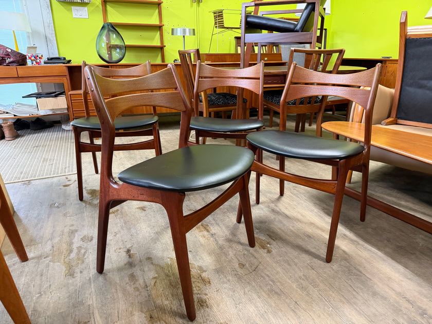 4 Mid Century Teak Dining Chairs from Denmark