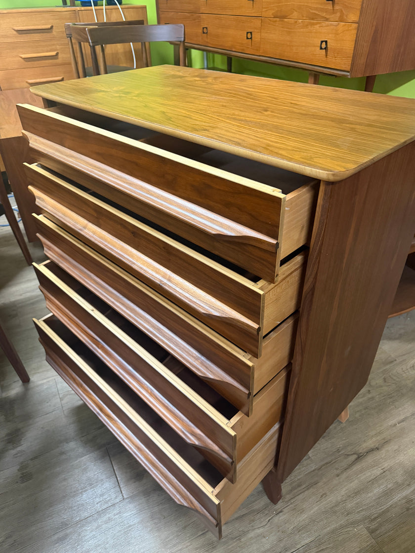 Mid Century Walnut Highboy Dresser